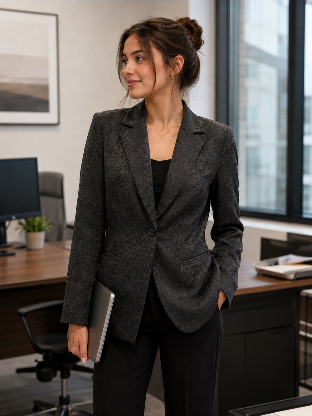 Blacker by Stanley Blacker Long with shoulder Pads Blazer